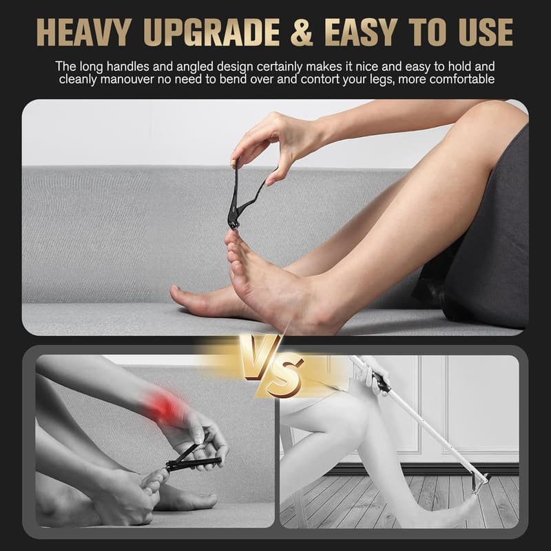 Ergonomic Nail Clippers for Seniors with Angled Head and Catcher