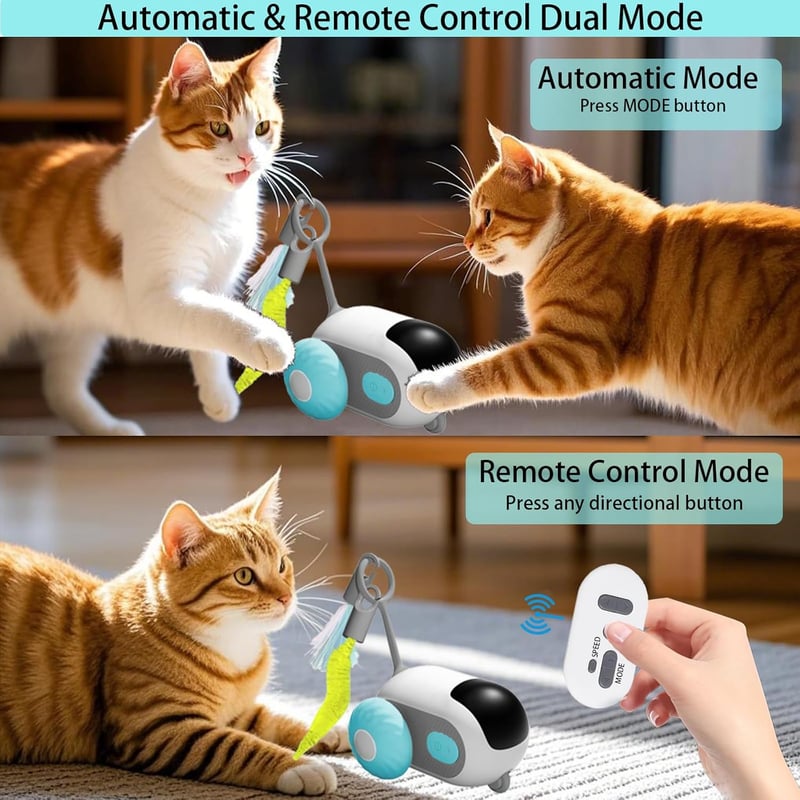Interactive Remote Control Mouse Toy for Indoor Cats, USB Rechargeable