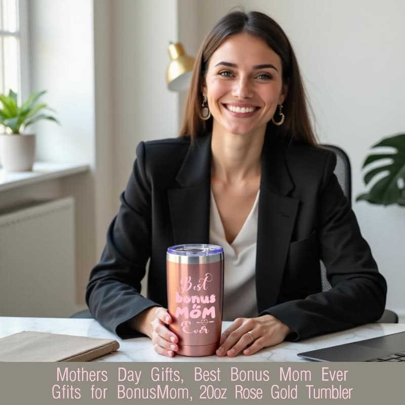 Bonus Mom Mother's Day 20 oz Stainless Steel Travel Tumbler