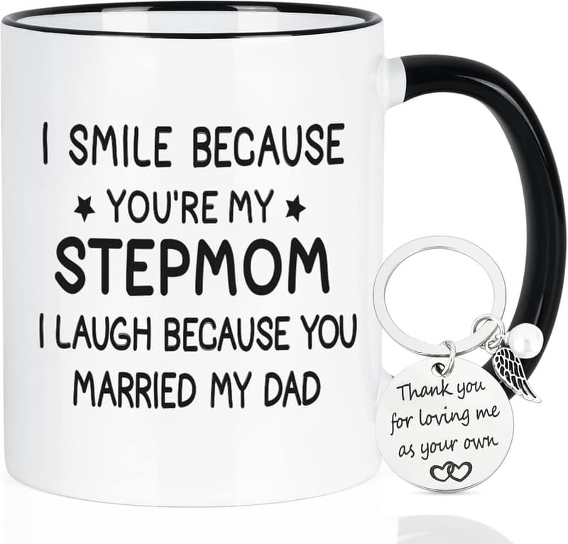 Funny Coffee Mug for Stepmom - 11 Oz with Key Chain