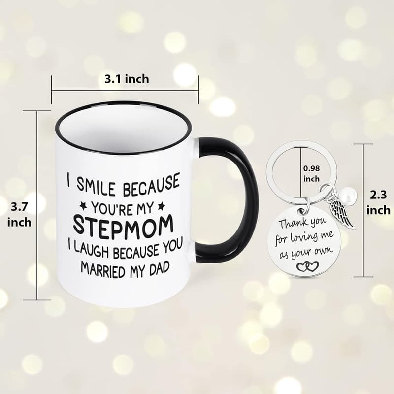 Funny Coffee Mug for Stepmom - 11 Oz with Key Chain