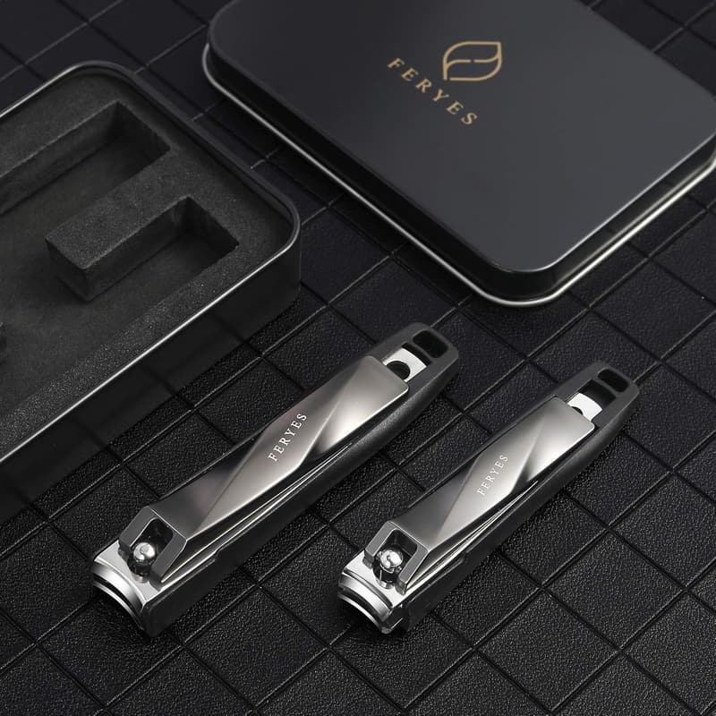 Stainless Steel Nail Clippers Set with Catcher - 2 PCS