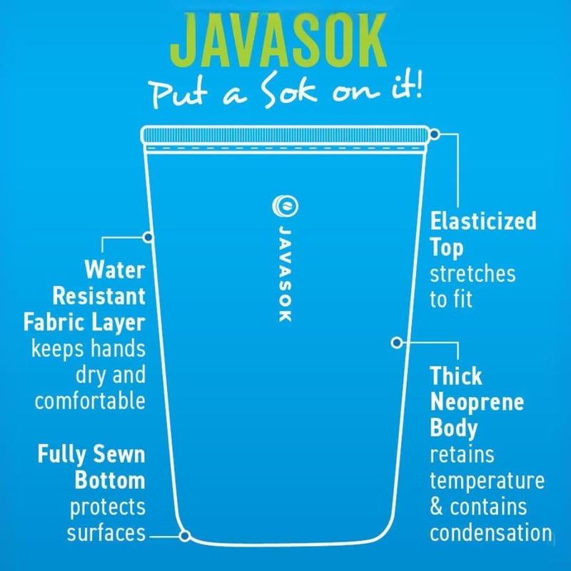 JavaSok Insulated Neoprene Cup Sleeve for Iced Coffee & Soda
