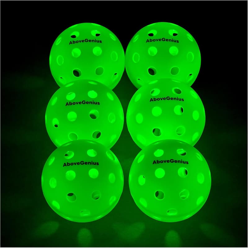 LED Glow-in-the-Dark Pickleballs, 6-Pack for Nighttime Play
