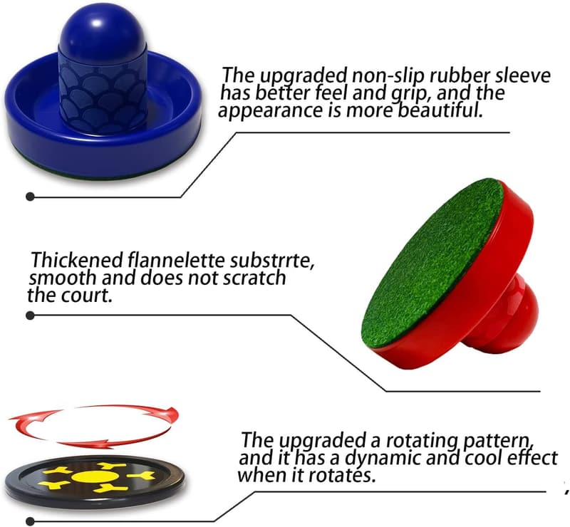 Air Hockey Pushers & Pucks - Non-Slip Strikers for Family Fun