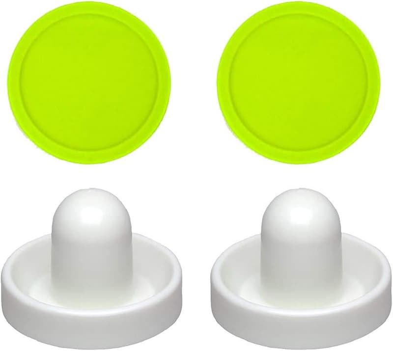 Fluorescent White Hockey Goalies with 2 Large Green Pucks