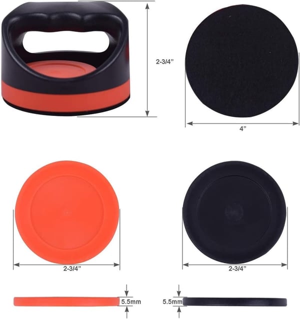 Air Hockey Strikers and Pucks Set - 2 Pushers & 4 Pucks