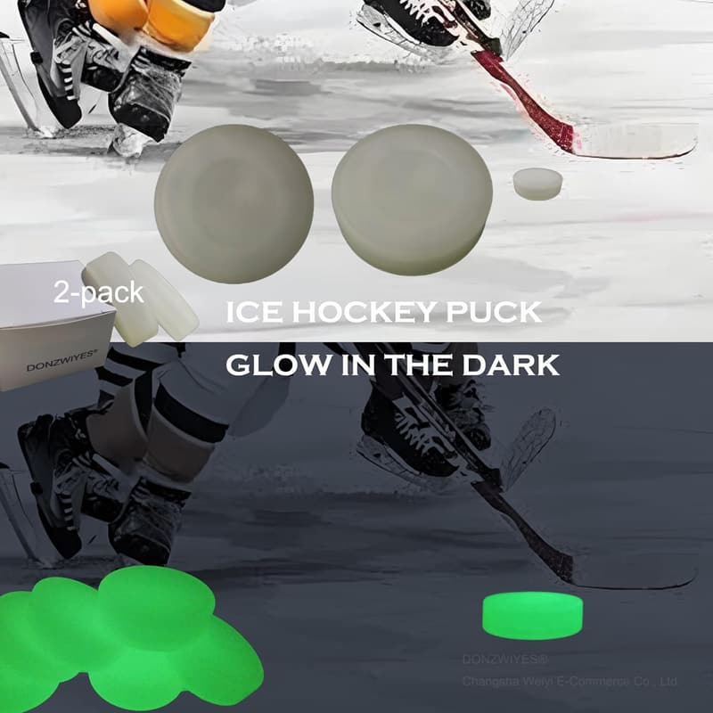 Glow in the Dark Ice Hockey Pucks for Youth & Adults - 2-Pack