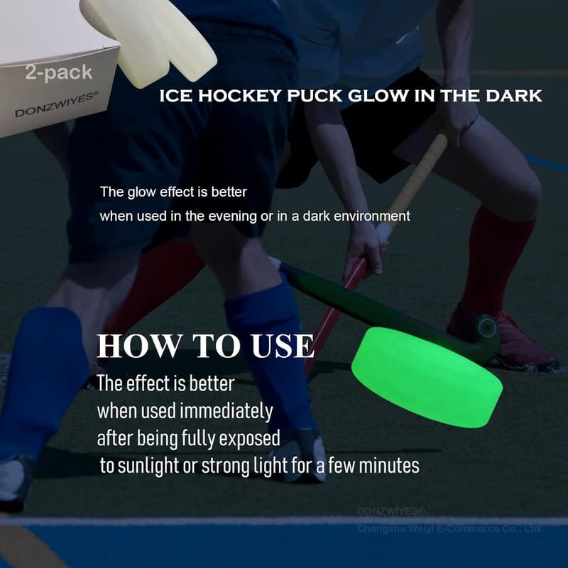 Glow in the Dark Ice Hockey Pucks for Youth & Adults - 2-Pack