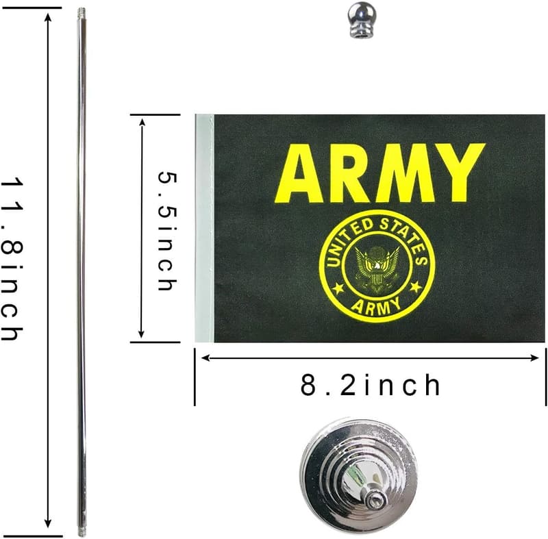 US Army Gold Crest Mini Table Flag with Stand for Events