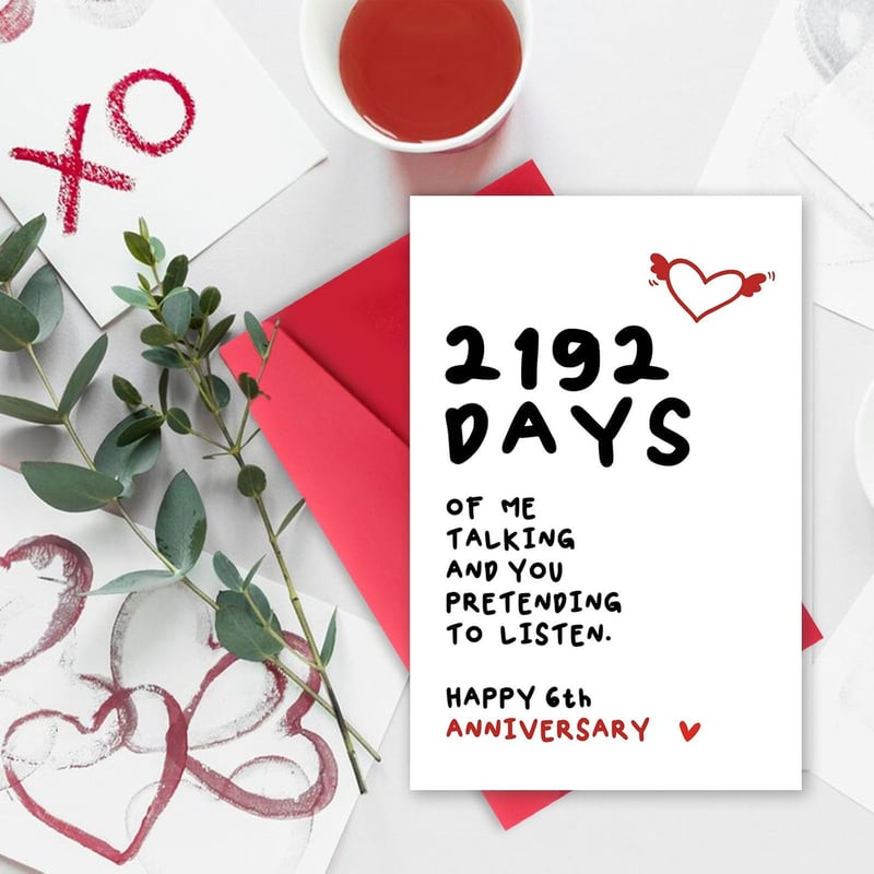 6th Anniversary Card for Couples – Funny & Unique Design