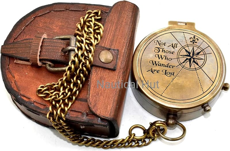 Personalized Brass Compass with Leather Case - Graduation Gift
