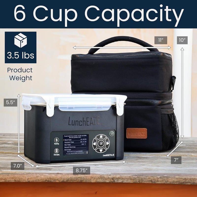 Cordless Heated Lunchbox – 6-Cup Capacity, 220°F Max