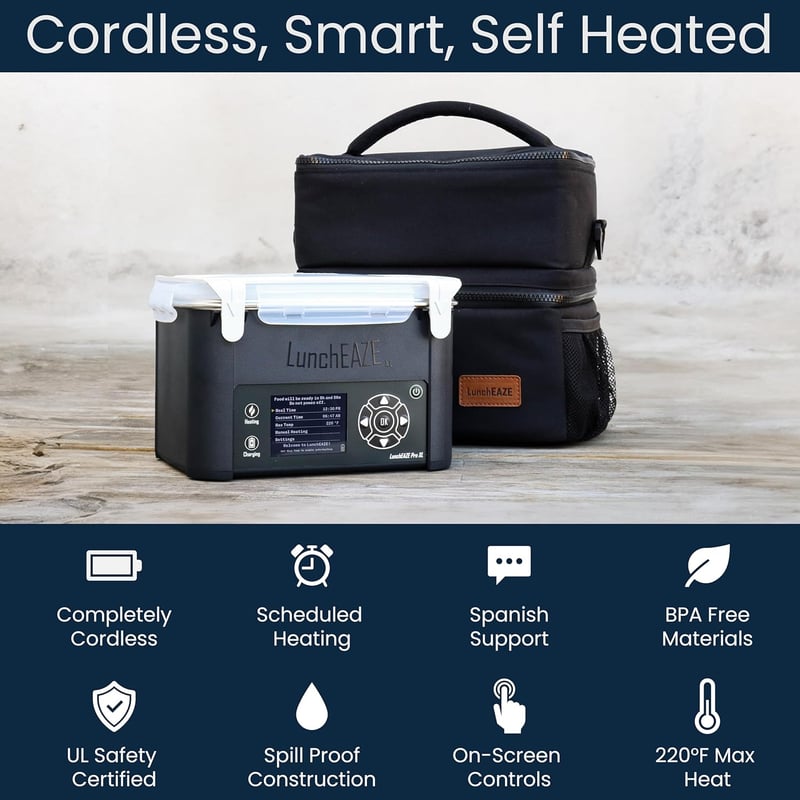 Cordless Heated Lunchbox – 6-Cup Capacity, 220°F Max