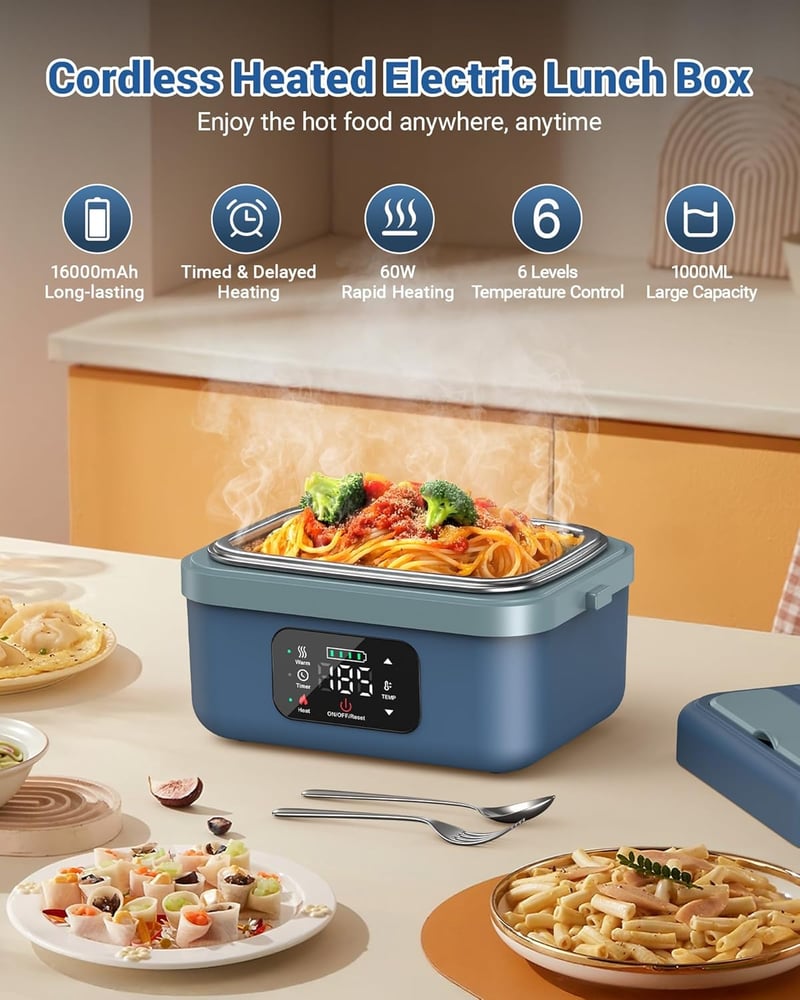 Portable Electric Lunch Box – 1L Self-Heating Warmer for Adults