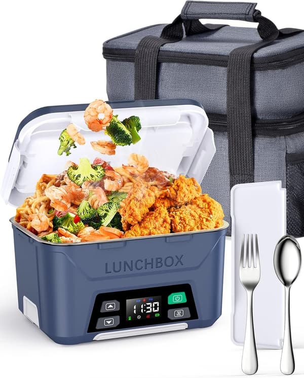 Portable Electric Heated Lunch Box for Men, 1.3L Capacity