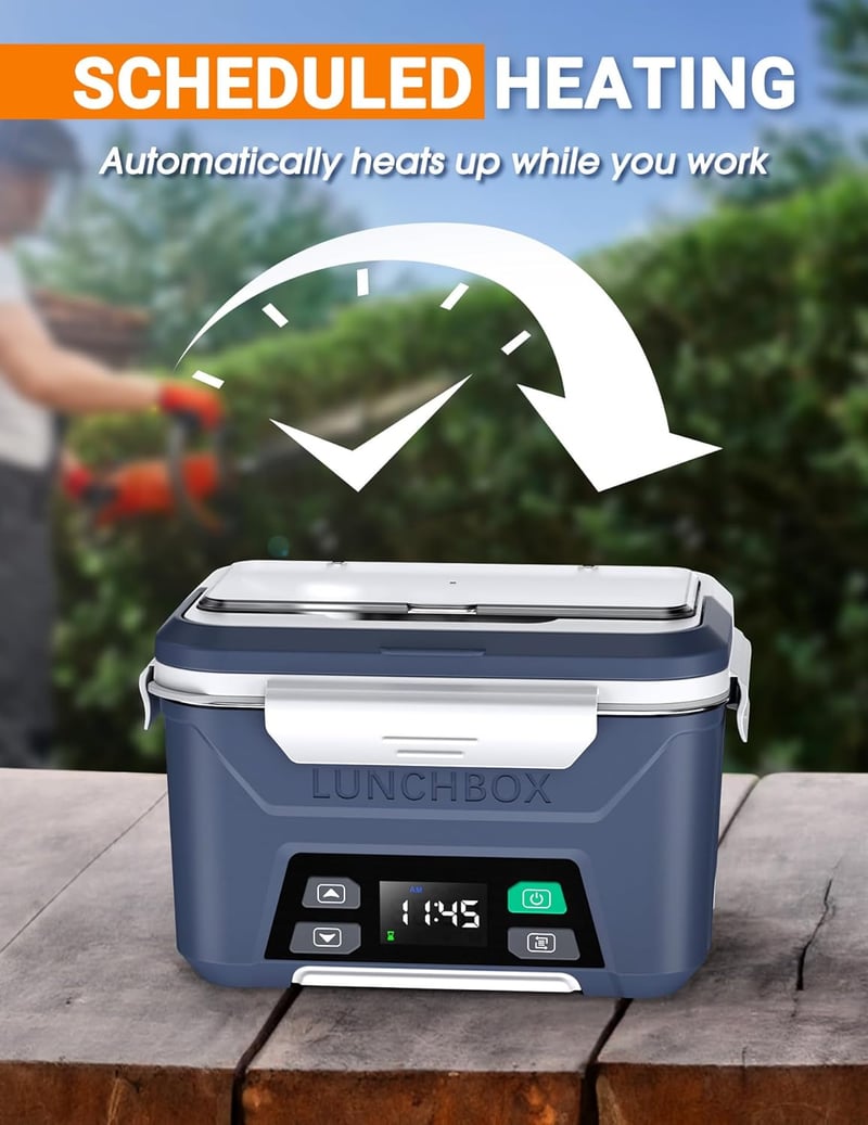 Portable Electric Heated Lunch Box for Men, 1.3L Capacity