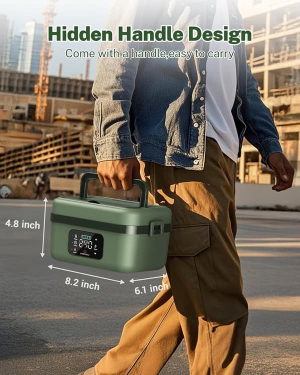 Portable Self-Heating Lunch Box with Timer – 34oz for Office/Outdoor