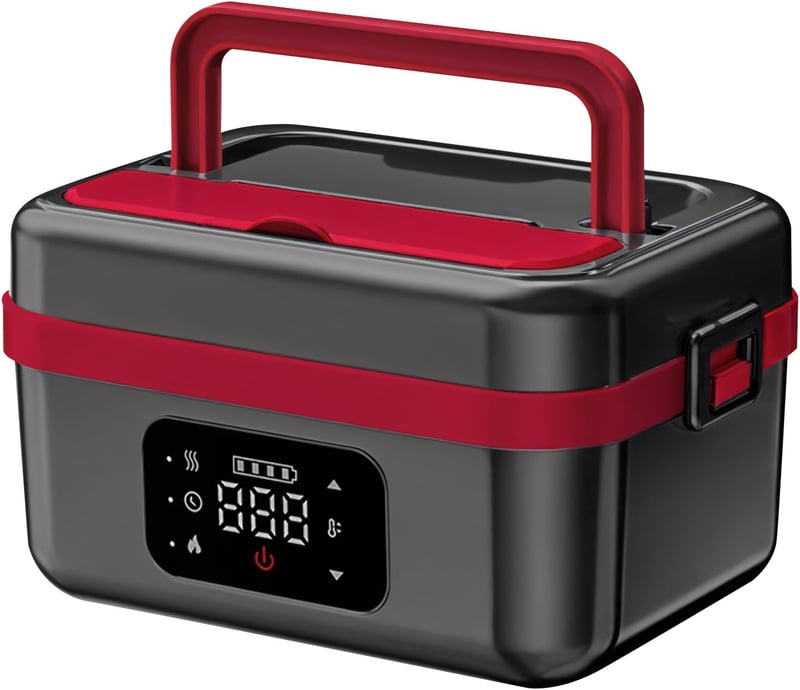 Cordless Electric Heated Lunch Box - 1L Stainless Steel, Rechargeable