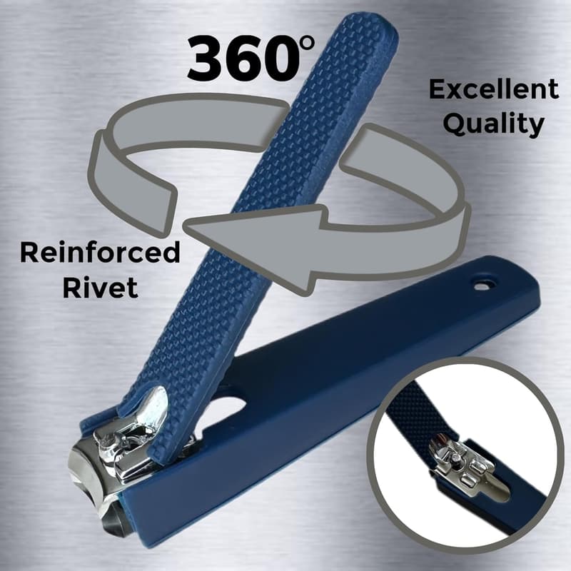 Comfort Grip Navy Nail Clippers for Men & Women, Stainless Steel