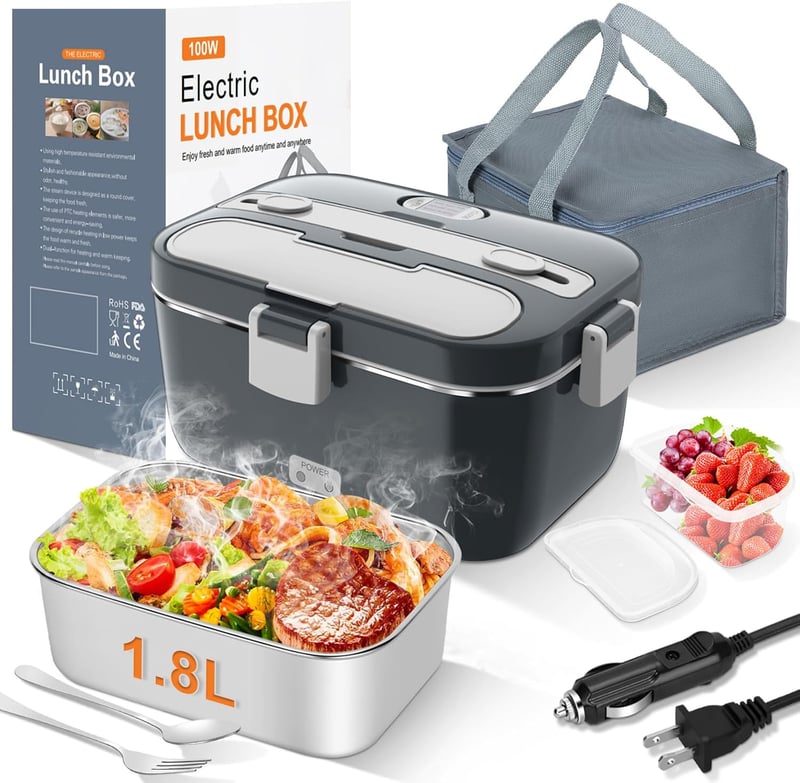 Portable Electric Lunch Box Food Warmer - 1.8L 100W Heater