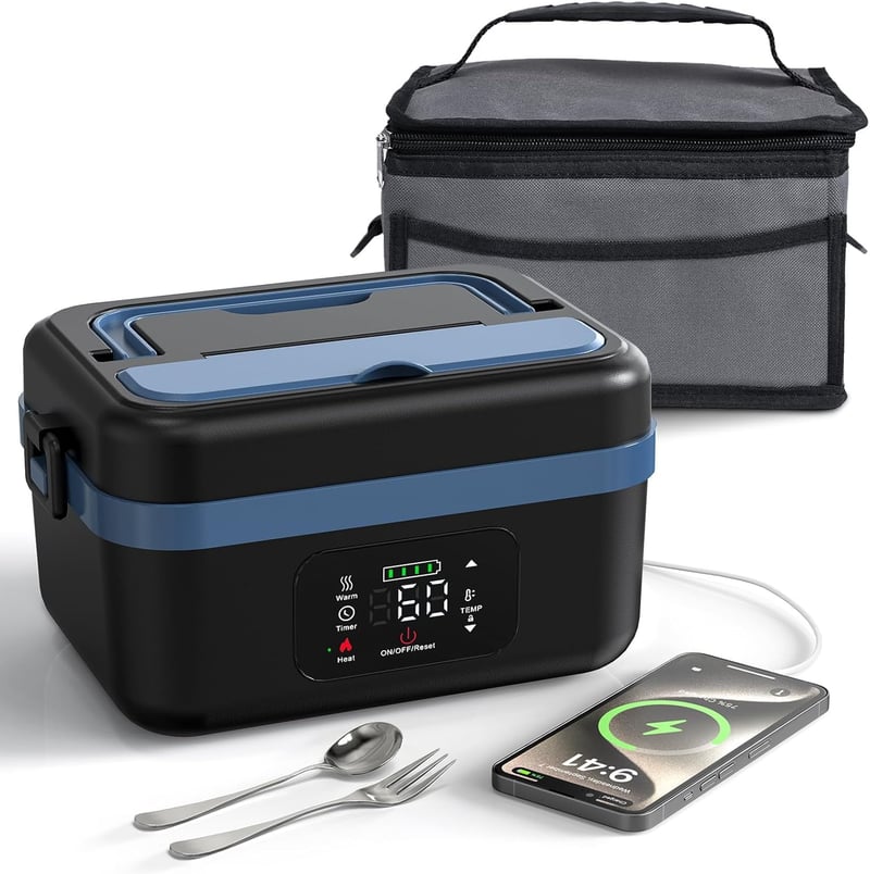 Rechargeable Heated Lunch Box for Adults, 1L Container