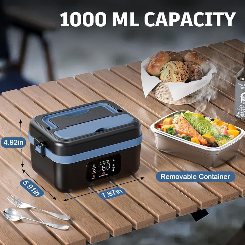 Rechargeable Heated Lunch Box for Adults, 1L Container