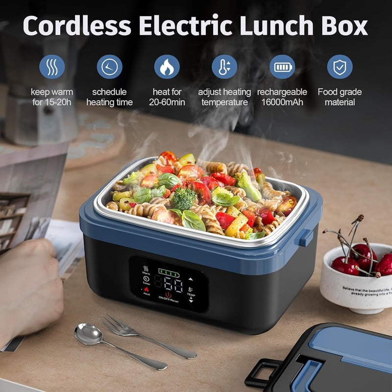 Rechargeable Heated Lunch Box for Adults, 1L Container