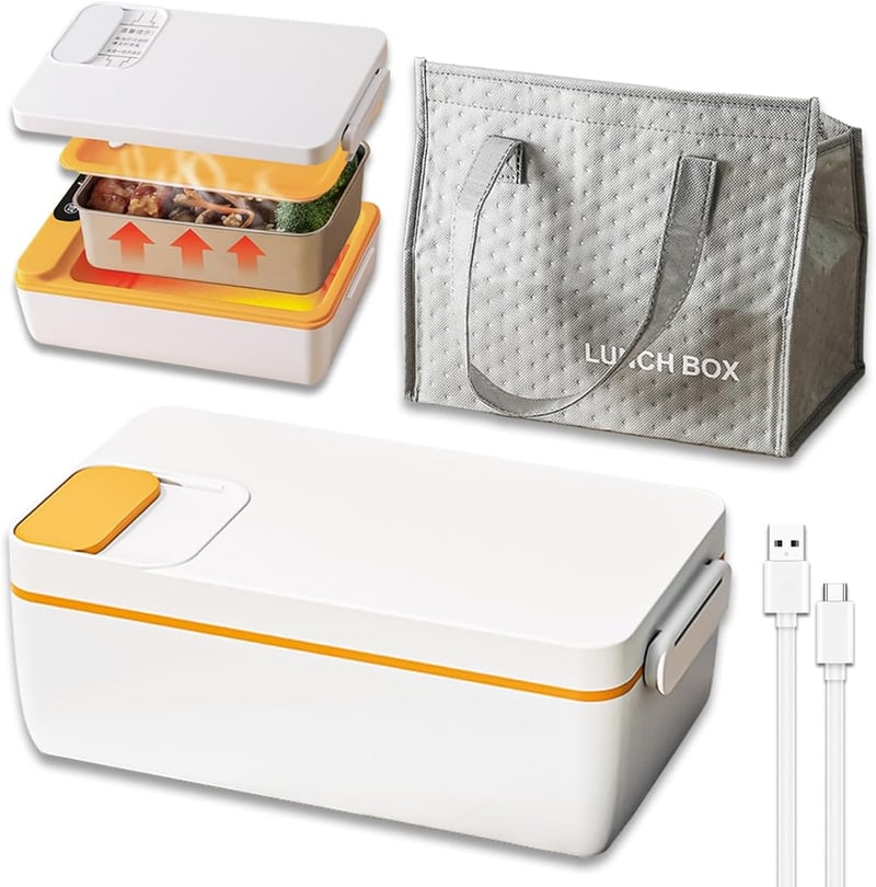 Portable Electric Lunch Box, 1L - Rechargeable Food Warmer