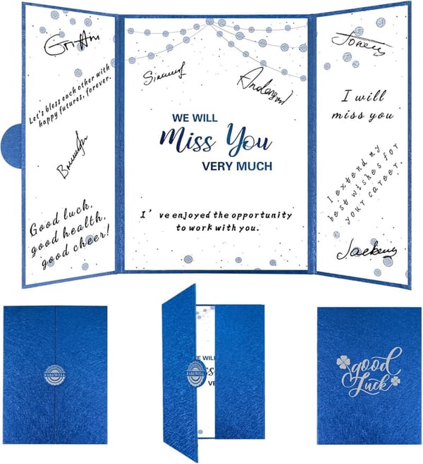 Farewell Guestbook Board for Coworkers - Blue & Silver