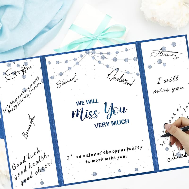 Farewell Guestbook Board for Coworkers - Blue & Silver