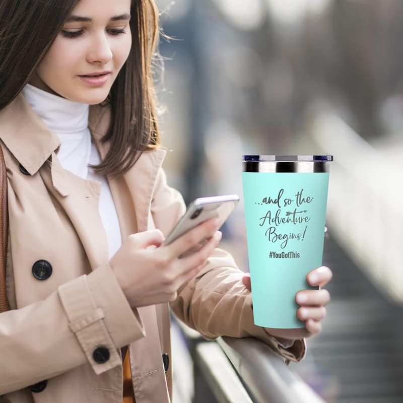 Congratulations Tumbler for Women - 'And So The Adventure Begins' 16 oz