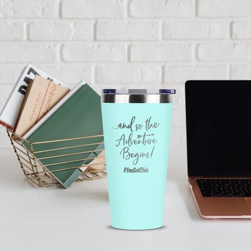 Congratulations Tumbler for Women - 'And So The Adventure Begins' 16 oz