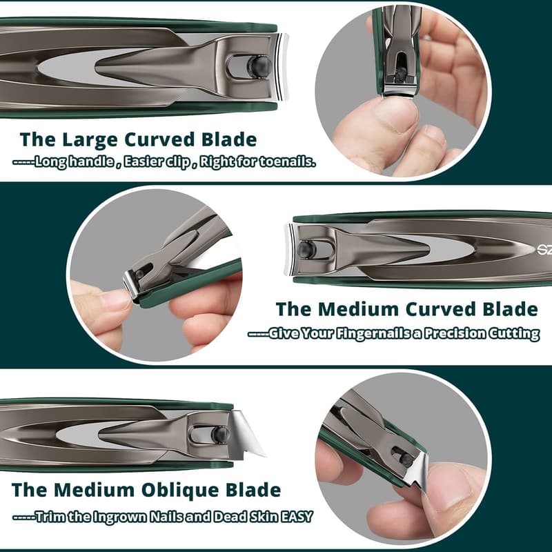Stainless Steel Nail Clipper Set for Men and Women - 3 Pack