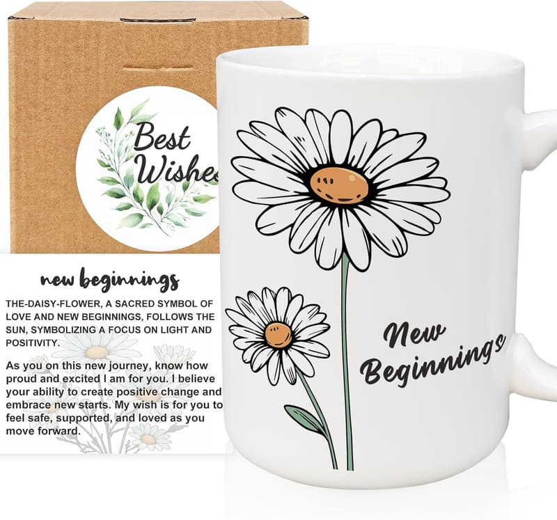 Farewell Gift: 15 Oz Daisy Coffee Mug for Women