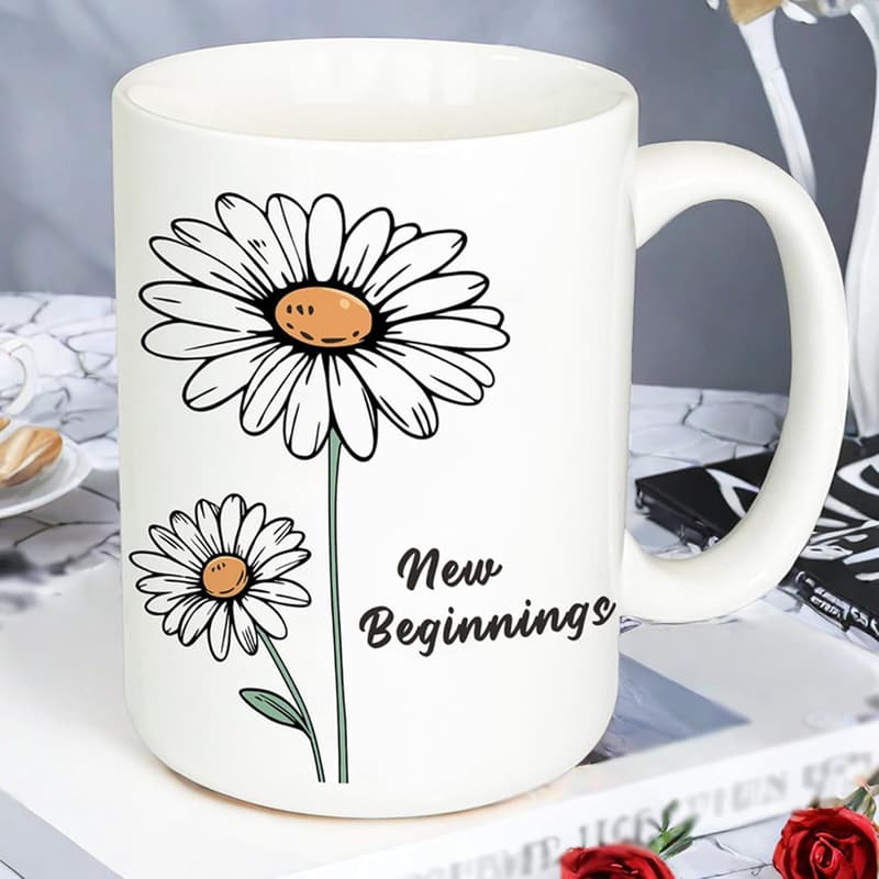 Farewell Gift: 15 Oz Daisy Coffee Mug for Women