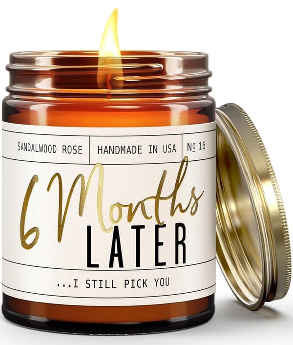 6-Month Anniversary Candle with Sandalwood Rose Essential Oil