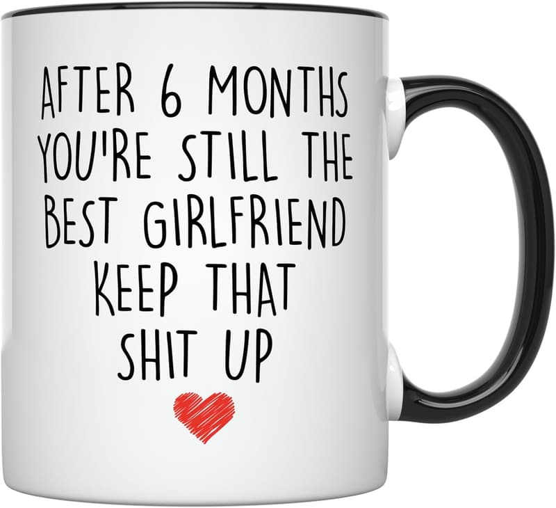 6 Month Anniversary Coffee Mug for Her - 11 oz, White