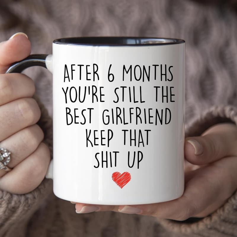 6 Month Anniversary Coffee Mug for Her - 11 oz, White
