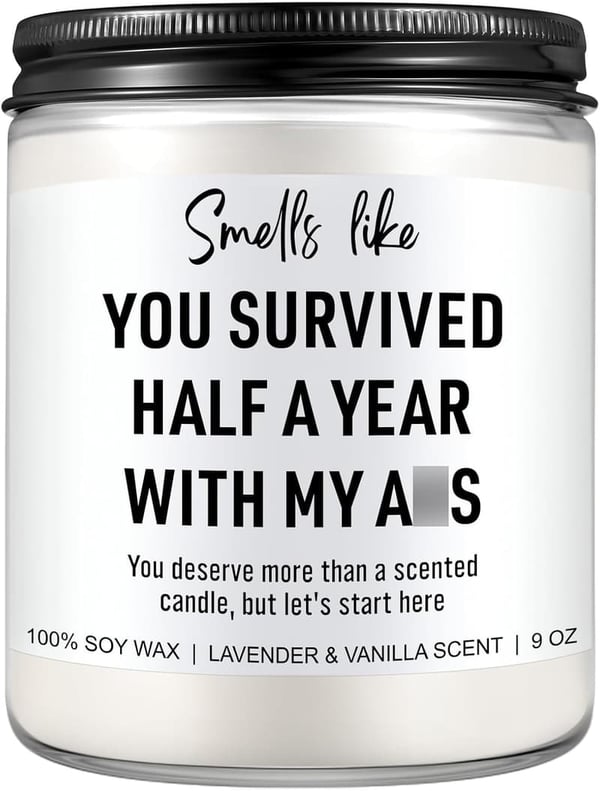 6 Month Anniversary Candle - Gifts for Couples