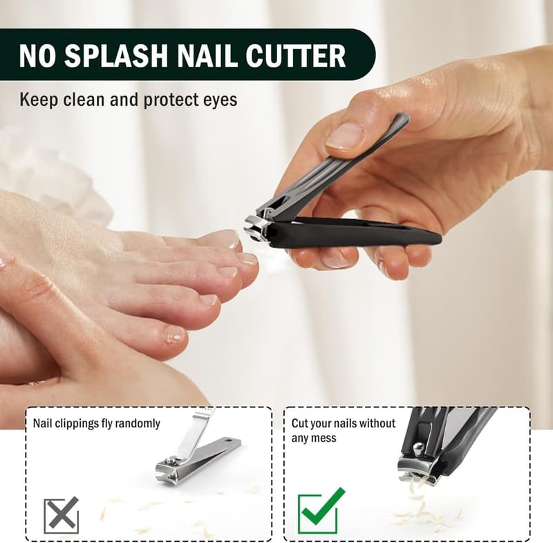Nail Care Set: Anti-Splash Toenail & Fingernail Clippers