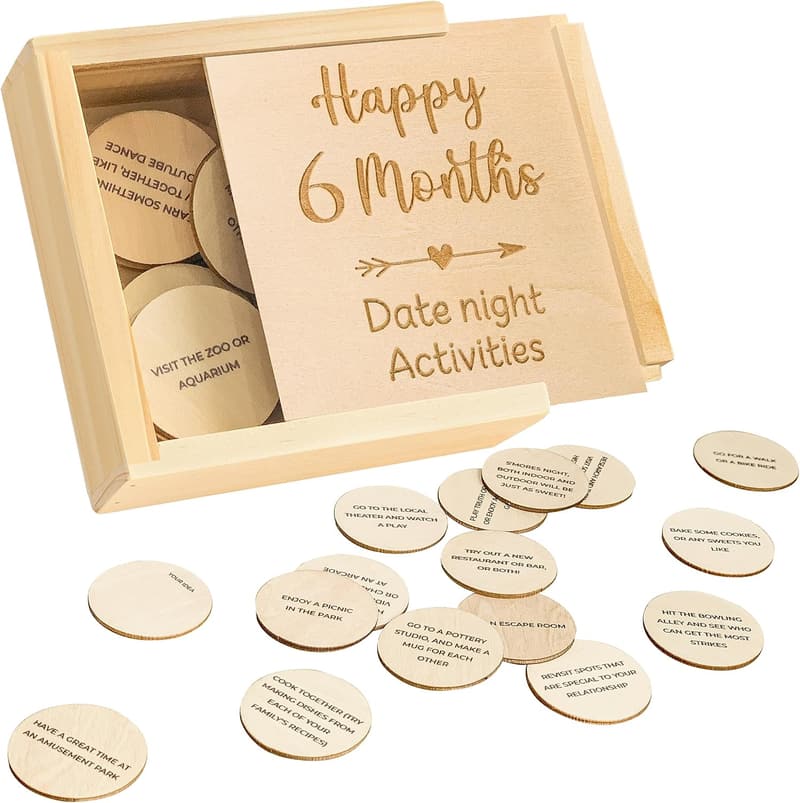 6-Month Anniversary Wooden Gift Box for Couples