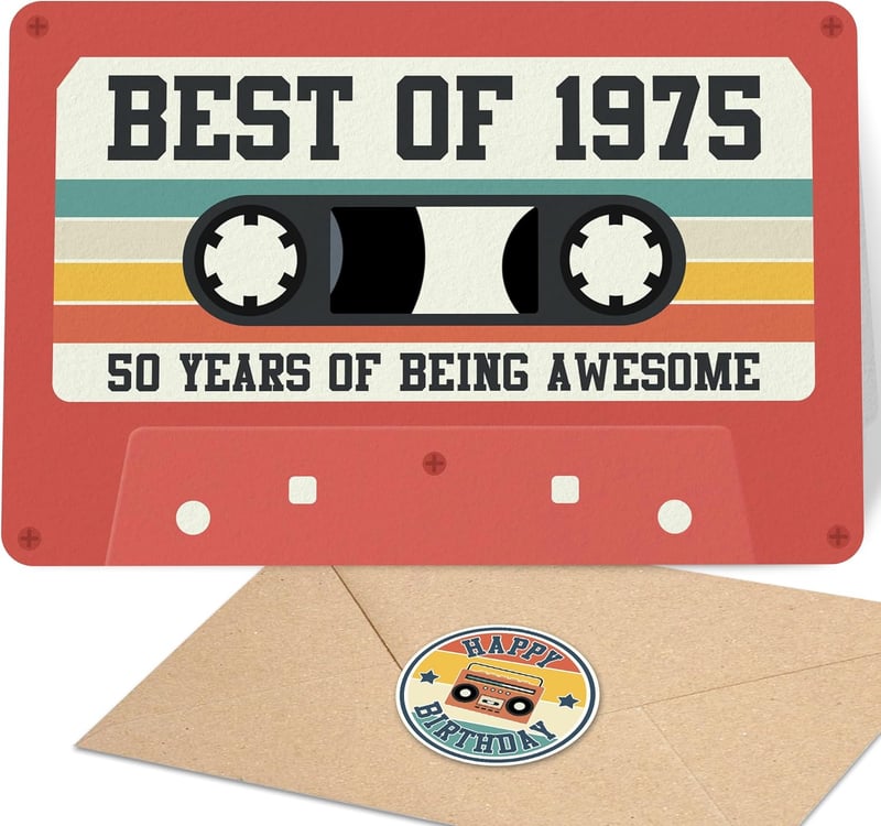 50th Birthday Cassette Tape Card for Men and Women