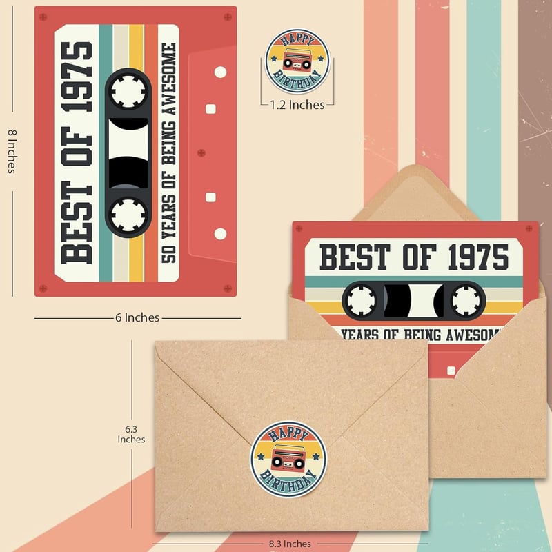 50th Birthday Cassette Tape Card for Men and Women