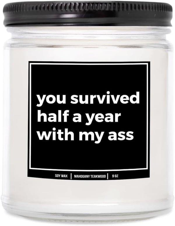 6th Month Anniversary Mahogany Teakwood Candle Gift