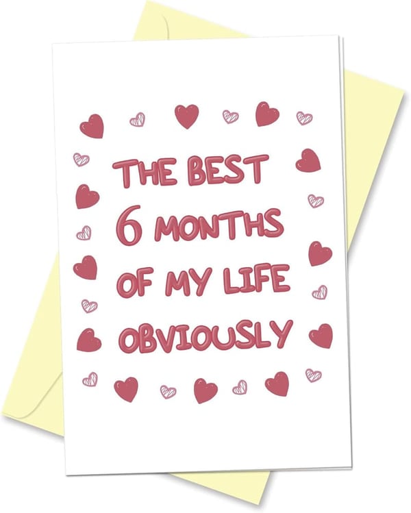 6-Month Anniversary Card for Couples, Romantic Design