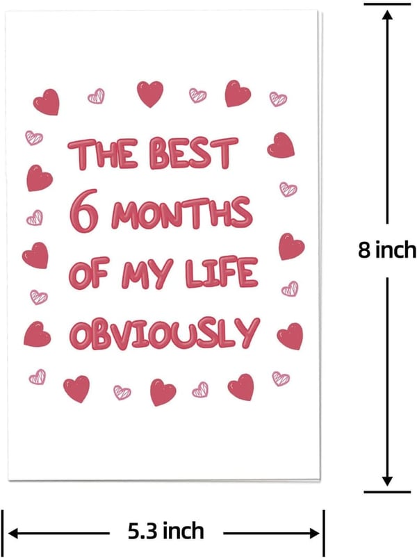 6-Month Anniversary Card for Couples, Romantic Design
