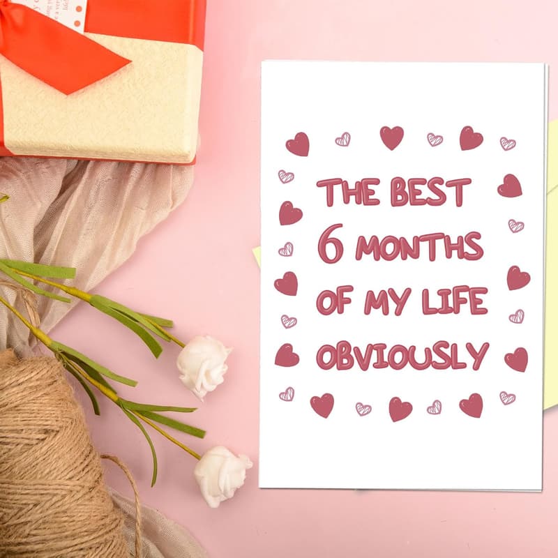 6-Month Anniversary Card for Couples, Romantic Design