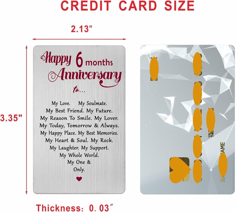 6th Month Anniversary Card for Couples - Keepsake Gift