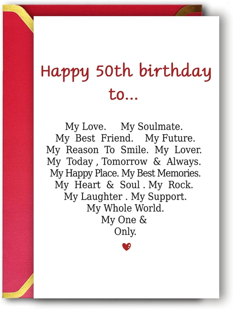 50th Birthday Greeting Card for Couples, Funny & Romantic